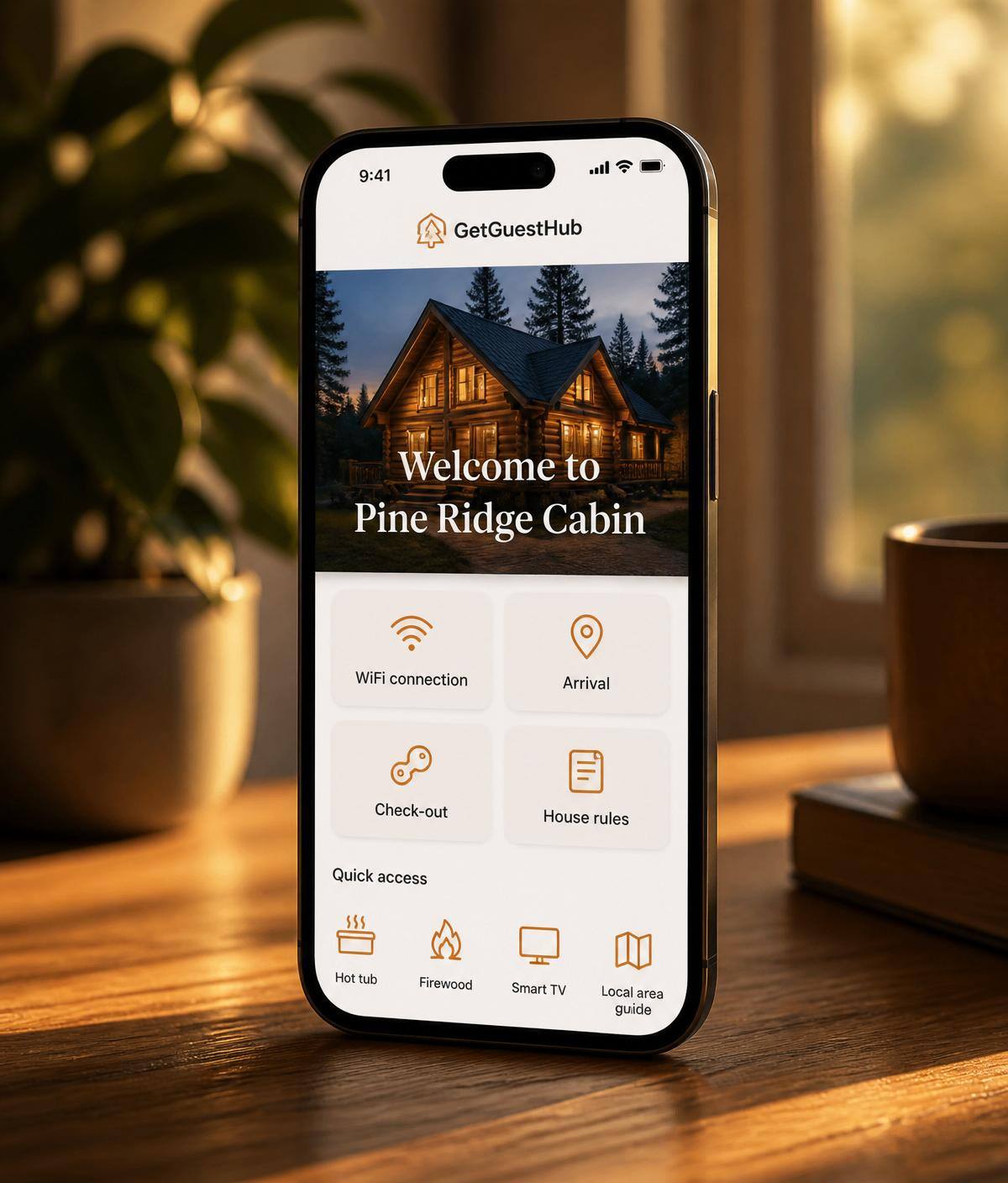 GetGuestHub guest guide shown on a phone